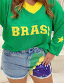 Conjunto Brasil Blusa + Short Jeans | ClosetPlusSize