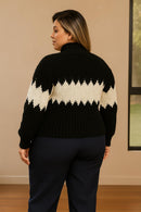 Blusa Tricot Bicolor Preto e Branco | ClosetPlusSize
