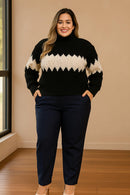 Blusa Tricot Bicolor Preto e Branco | ClosetPlusSize