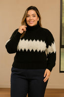 Blusa Tricot Bicolor Preto e Branco | ClosetPlusSize