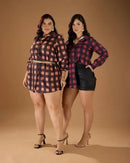 Conjunto Lamalb Xadrez Short Couro | ClosetPlusSize