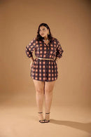 Conjunto Lamalb Xadrez Short Couro | ClosetPlusSize