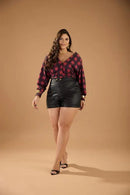 Conjunto Lamalb Xadrez Short Couro | ClosetPlusSize