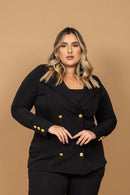 Blazer Feminino Preto Elis – Alfaiataria Plus Size | ClosetPlusSize