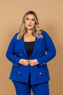 Blazer Elis Plus Size em Alfaiataria Azul | ClosetPlusSize