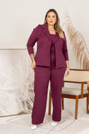 Blazer Plus Size Alfaiataria Stel Cereja | ClosetPlusSize