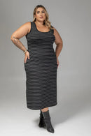 Vestido Listrado Plus Size | ClosetPlusSize