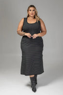 Vestido Listrado Plus Size | ClosetPlusSize
