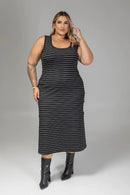 Vestido Listrado Plus Size | ClosetPlusSize