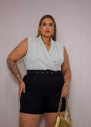 Blusa Manu Ellas Modas Plus Size Decote Cruzada Feminina | ClosetPlusSize
