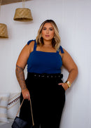 Blusa Cropped De Bico Feminino Plus Size Alça De Amarrar | ClosetPlusSize