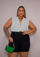 Blusa Manu Ellas Modas Plus Size Decote Cruzada Feminina | ClosetPlusSize