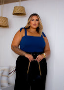 Blusa Cropped De Bico Feminino Plus Size Alça De Amarrar | ClosetPlusSize