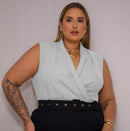Blusa Manu Ellas Modas Plus Size Decote Cruzada Feminina | ClosetPlusSize