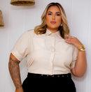 Camisa Feminina Plus Size Manu Ellas Com Laise Renda | ClosetPlusSize