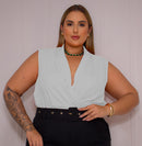 Blusa Manu Ellas Modas Plus Size Decote Cruzada Feminina | ClosetPlusSize
