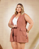 Conjunto Colete e Short Pespontado | ClosetPlusSize